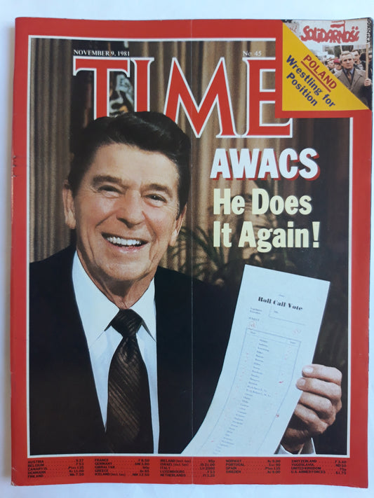 Time magazine Ronald Reagan AWACS He Does It Again! Poland Solidarnosc 09.11.1981 November 1981 No.45