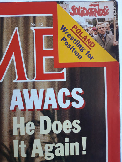 Time magazine Ronald Reagan AWACS He Does It Again! Poland Solidarnosc 09.11.1981 November 1981 No.45