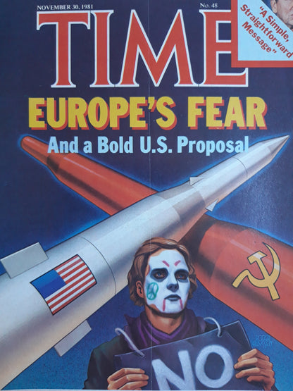 Time magazine Europe`s Fear And a Bold U.S. Proposal Ronald Reagan 30.11.1981 November 1981 No.48