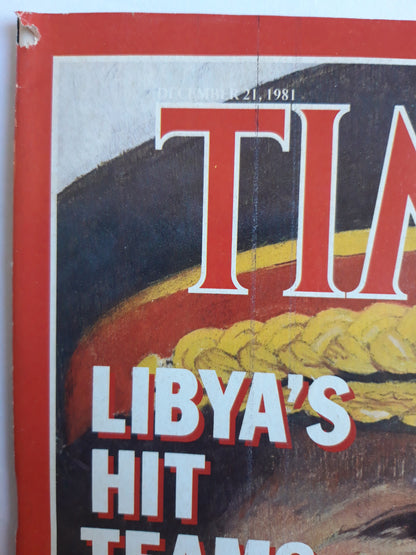 Time magazine Colonel Muammar Gaddafi Libya`s Hit Teams The Specter Of Terrorism Martial Law in Poland 21.12.1981 Dezember 1981 No.51