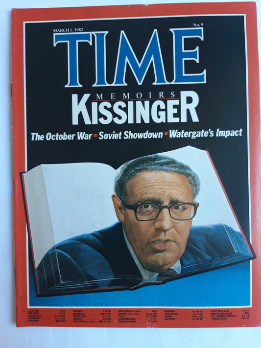 Time magazine Memoirs Henry Kissinger The Oktober War Soviet Showdown Watergate´s Impact 01.03.1982 März 1982