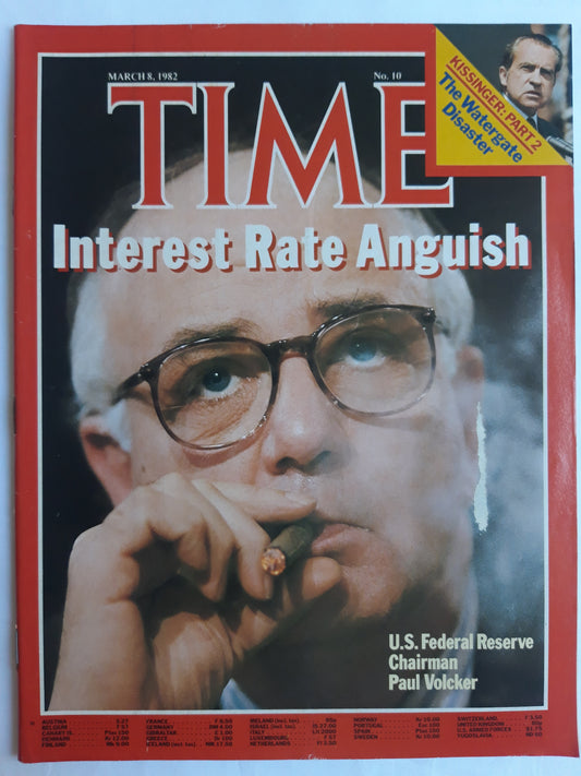 Time magazine Interest Rate Anguish U.S.Federal Reserve Chairman Paul Volcker 08.03.1982 März 1982