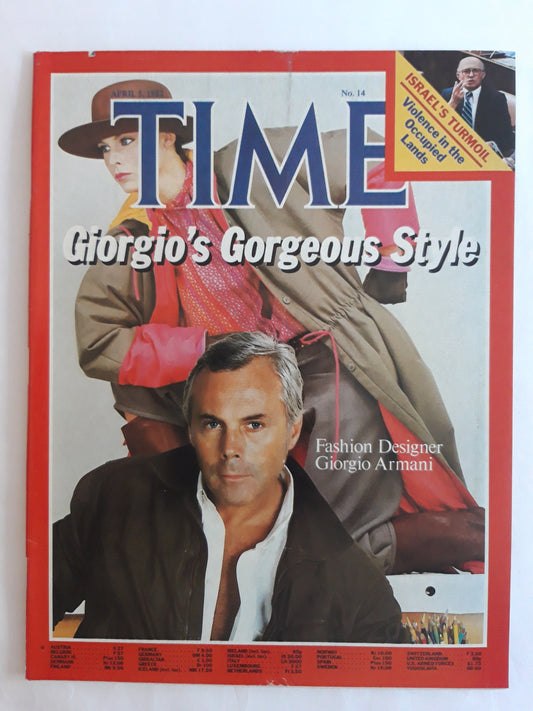 Time magazine Giorgio`s Gorgeous Style Fashion Designer Giorgio Armani 05.04.1982 April 1982 No.14