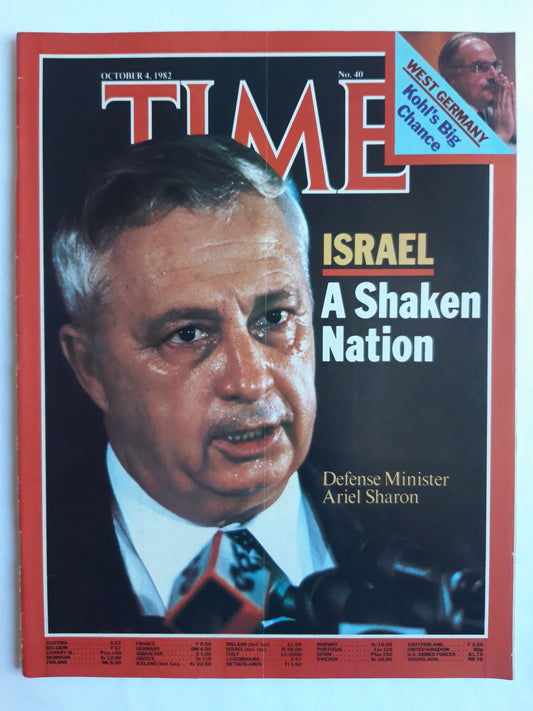 Time magazine Israel A Shaken Nation Defense Minister Ariel Sharon West Germany Helmut Kohl´s Big Chance 04.10.1982 Oktober 1982 No.40