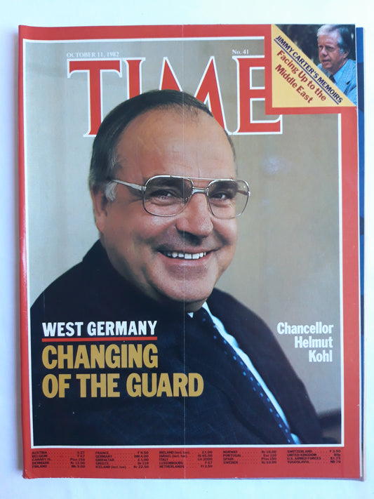Time magazine Chancellor Helmut Kohl West Germany Changing of the Guard Jimmy Carter`s Memoirs Facing Up to the Middle East 11.10.1982 Oktober 1982 No.41