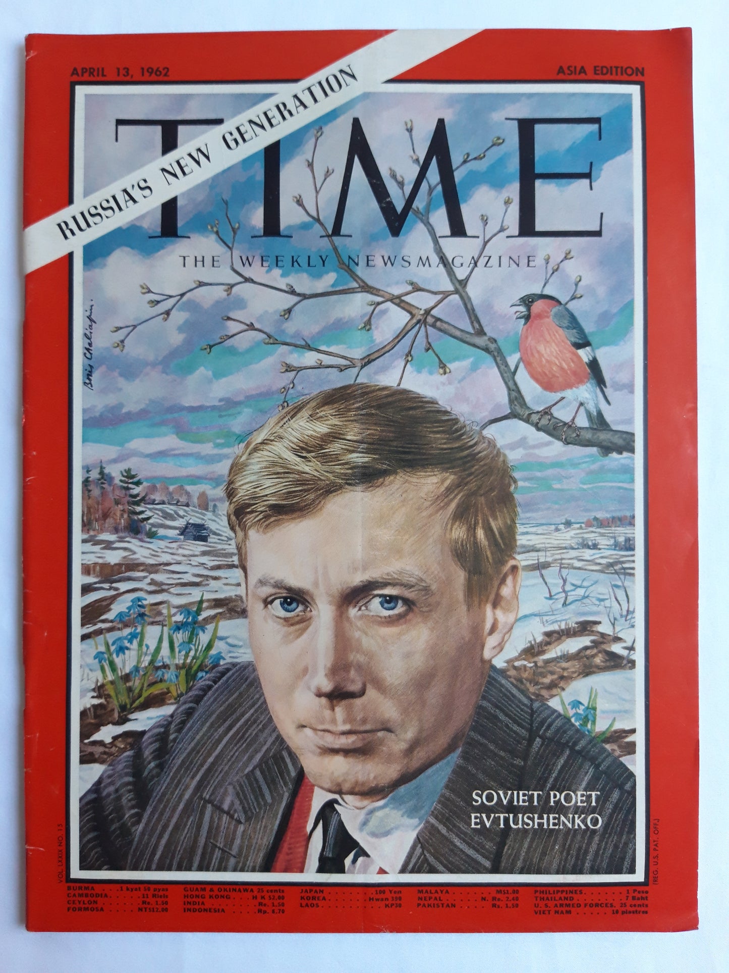 Time magazine Soviet Poet Evgeny Evtushenko 13.04.1962 April 1962