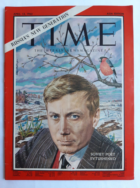 Time magazine Soviet Poet Evgeny Evtushenko 13.04.1962 April 1962