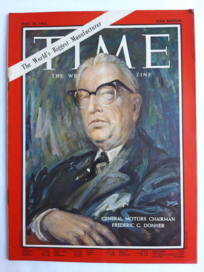 Time magazine General Motors Chairman Frederic G. Donner The World`s Biggest Manufacturer 18.05.1962 Mai 1962