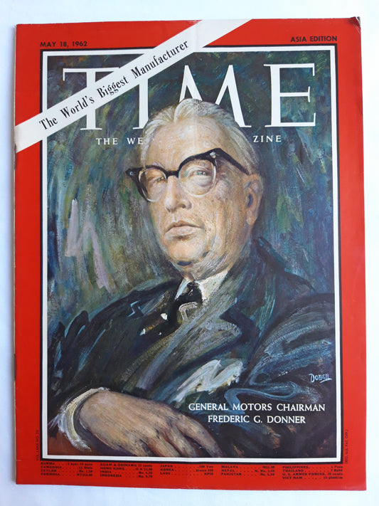 Time magazine General Motors Chairman Frederic G. Donner The World`s Biggest Manufacturer 18.05.1962 Mai 1962