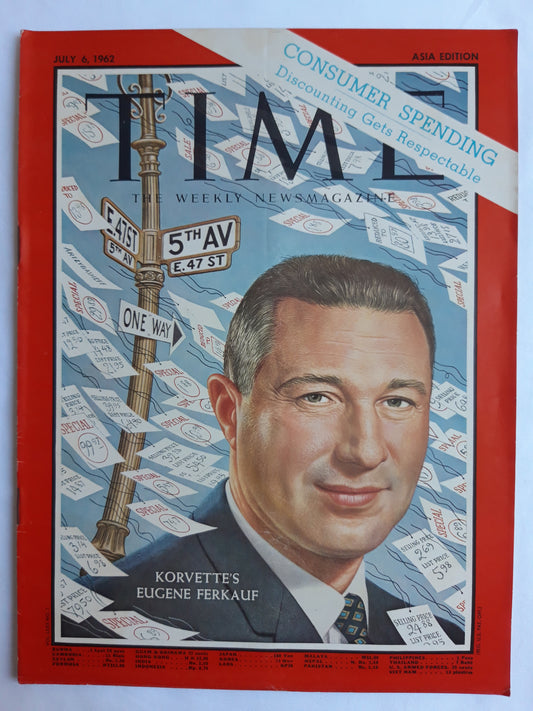 Time magazine Korvette`s Eugene Ferkauf Consumer Spending 06.07.1962 Juli 1962