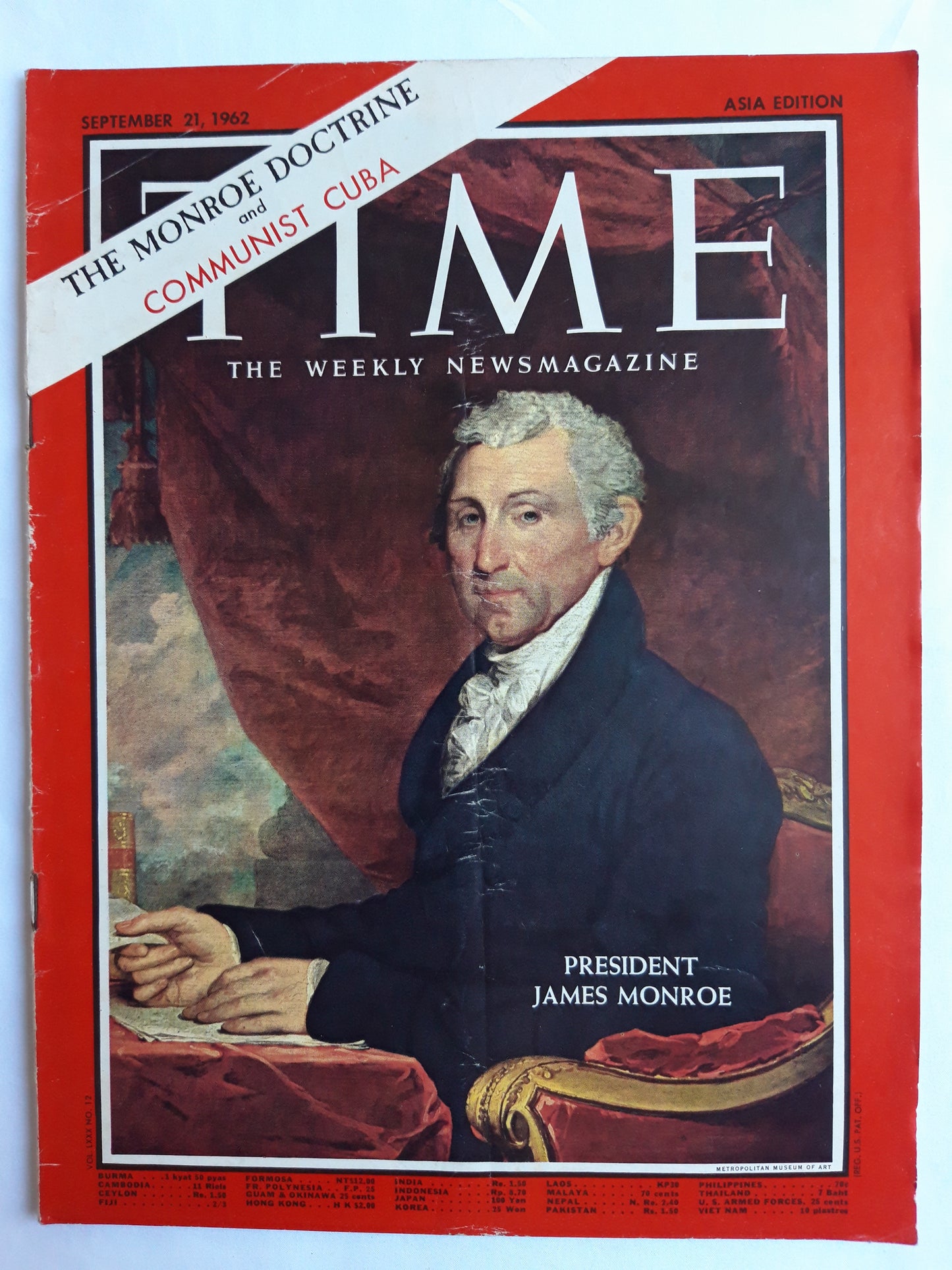 Time magazine President James Monroe The Monroe Doctrine and Communist Cuba 21.09.1962 September 1962