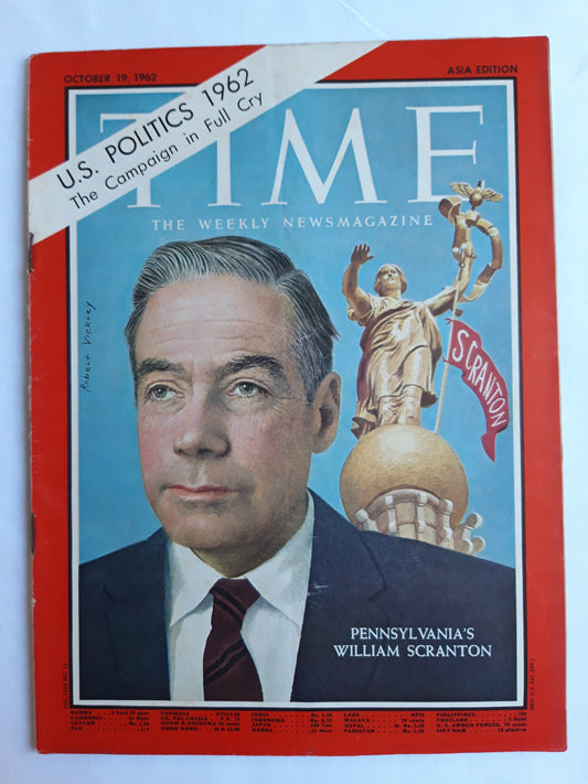 Time magazine Pennsylvania`s William Scranton U.S. Politics 1962 The Campaign in Full Cry 19.10.1962 Oktober 1962