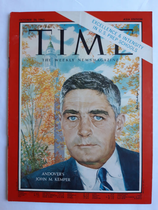 Time magazine Andover`s John M. Kemper Excellence & Intensity Prep Schools 26.10.1962 Oktober 1962
