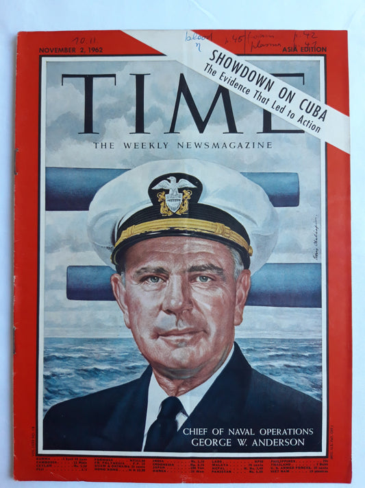 Time magazine Chief of Naval Operations George W. Anderson Showdown on Cuba 02.11.1962 November 1962