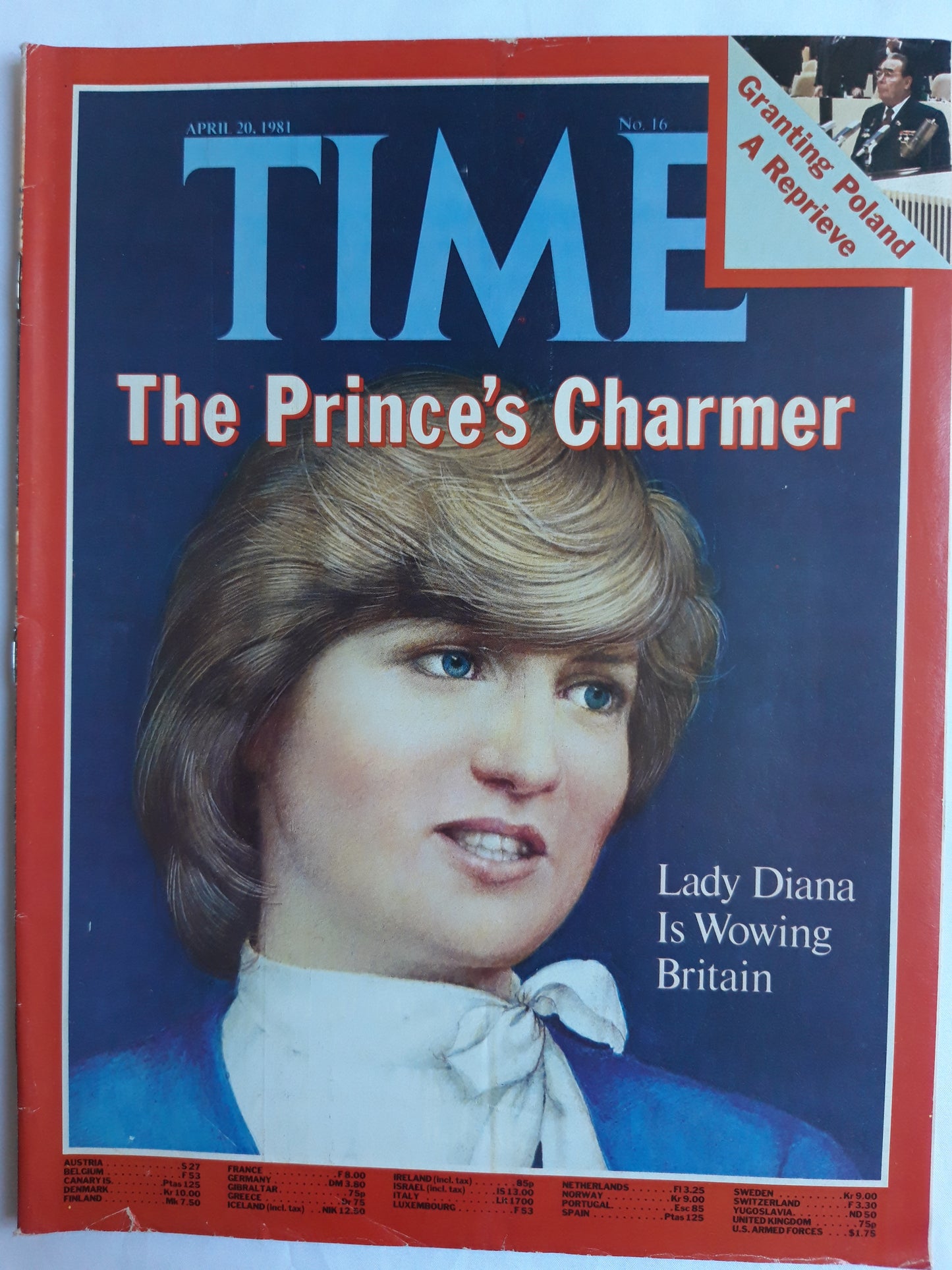 Time magazine The Prince`s Charmer Lady Diana Is Wowing Britain Granting Poland A Reprieve 20.04.1981 April 1981 No.16