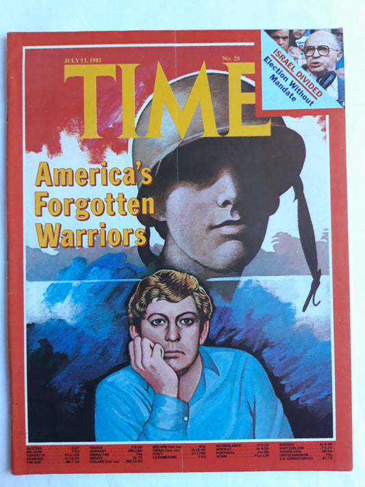 Time magazine America´s Forgotten Warriors Israel Divided Election Without Mandate 13.07.1981 Juli 1981 No.28