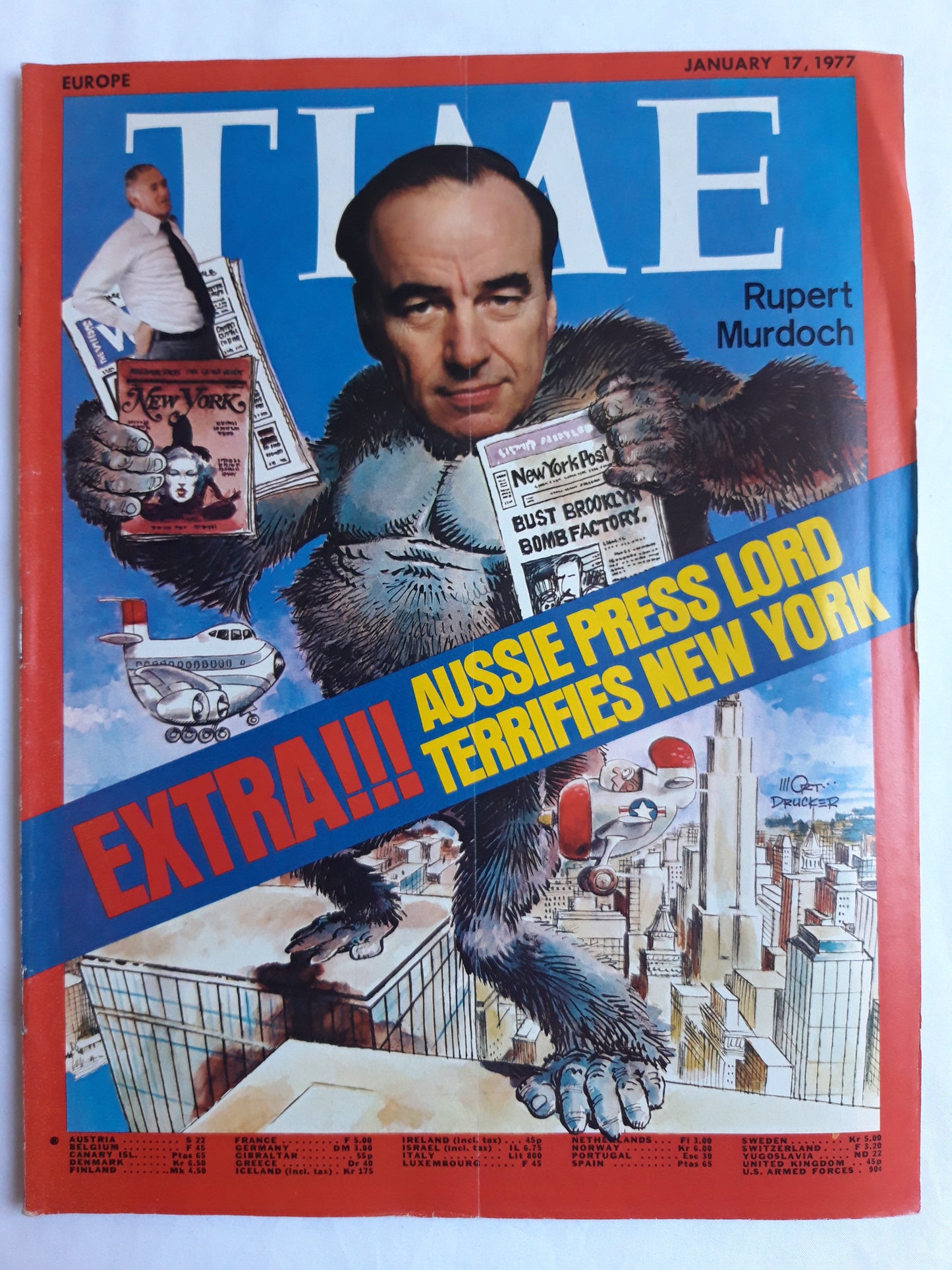 Time magazine Rupert Murdoch Extra!!! Aussie Press Lord Terrifies New York 17.01.1977 Januar 1977