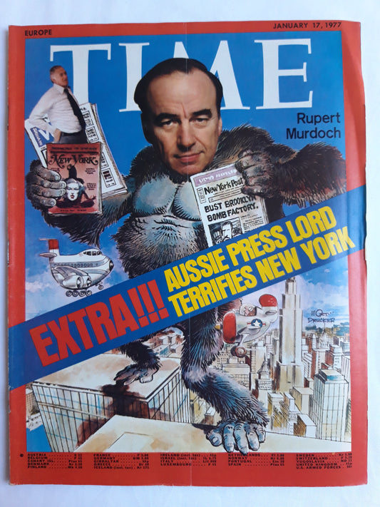 Time magazine Rupert Murdoch Extra!!! Aussie Press Lord Terrifies New York 17.01.1977 Januar 1977