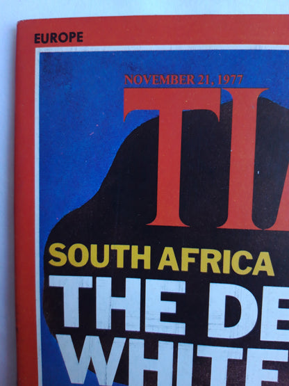 Time magazine Prime Minister John Vorster South Africa The Defiant White Tribe The New Morality 21.11.1977 November 1977