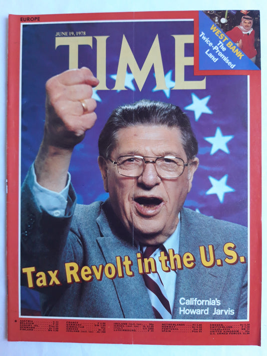 Time magazine Tax Revolt in the U.S. West Bank The Twice-Promised Land California´s Howard Jarvis 19.06.1978 Juni 1978