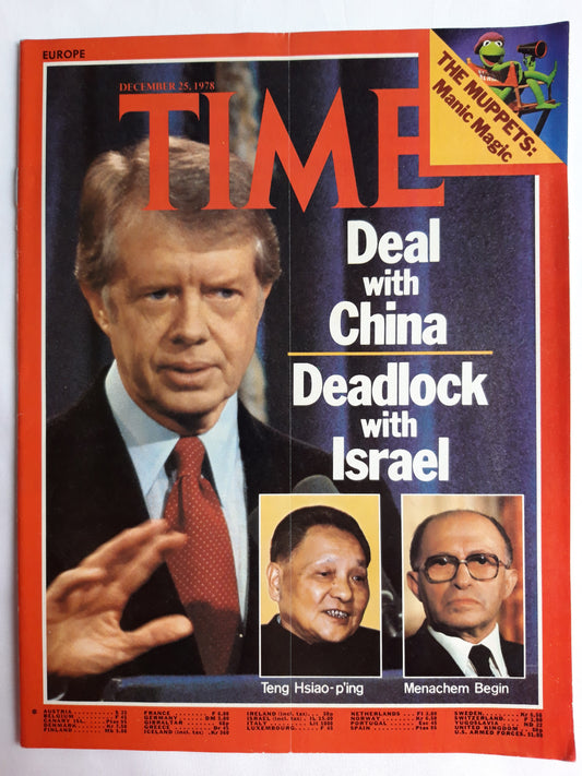 Time magazine Jimmy Carter Deal with China Deadlock with Israel Teng Hsiao-píng Menachem Begin 25.12.1978 Dezember 1978