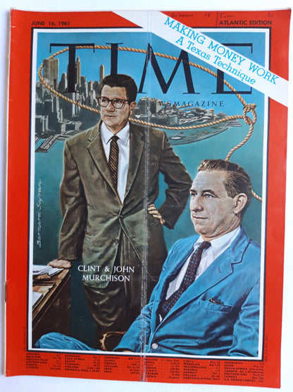 Time magazine Clint & John Murchison Making Money Work A Texas Technique 16.06.1961 Juni 1961