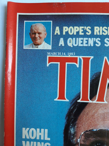 Time magazine Helmut Kohl wins his Gamble Pope Queen Elizabeth II 14.03.1983 März 1983 No.11