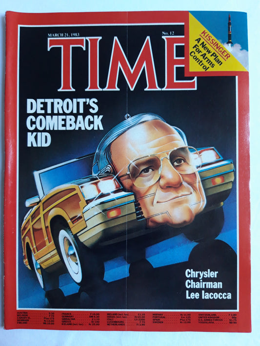 Time magazine Chrysler Chairman Lee Iacocca Detroit`Comeback Kid Kissinger A New Plan For Arms Control 21.03.1983 März 1983