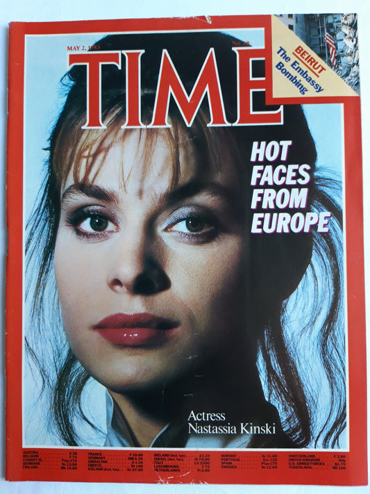 Time magazine Hot Faces from Europe Actress Nastassia Kinski Beirut The Embassy Bombing 02.05.1983 No.18