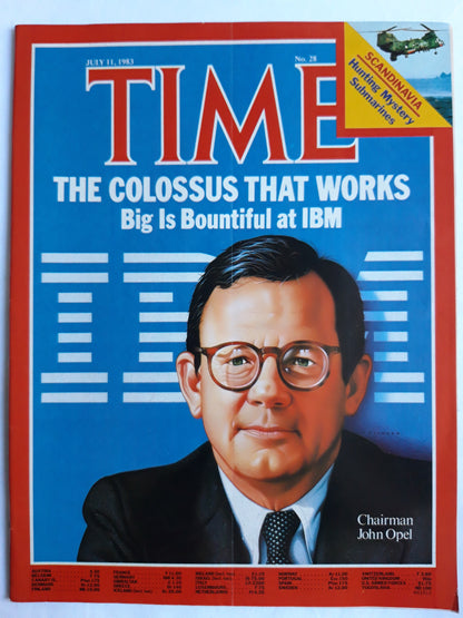 Time magazine Charman John Opel Big Is at IBM Scandinavia Hunting Mystery Submarines 11.07.1983 Juli 1983 No.28