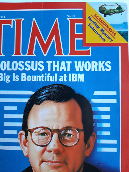 Time magazine Charman John Opel Big Is at IBM Scandinavia Hunting Mystery Submarines 11.07.1983 Juli 1983 No.28