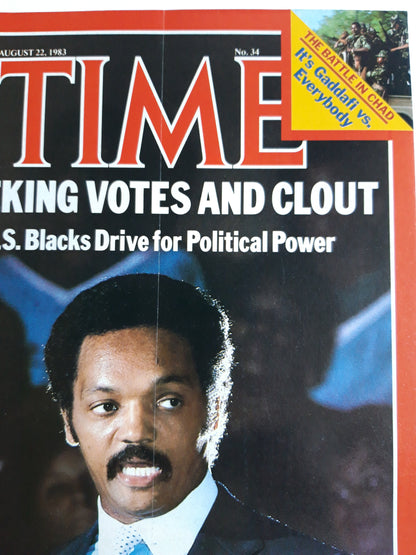 Time magazine Seeking Votes and Clout U.S.Blacks Drive for Political Power 22.08.1983 August 1983 Jesse Jackson The Battle in Chad Gaddafi 22.08.1983 August 1983 No.34