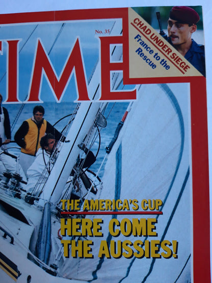 Time magazine The America`s Cup Here Come The Aussies! Chad Under Siege France to the Rescue 29.08.1983 August 1983 No.35