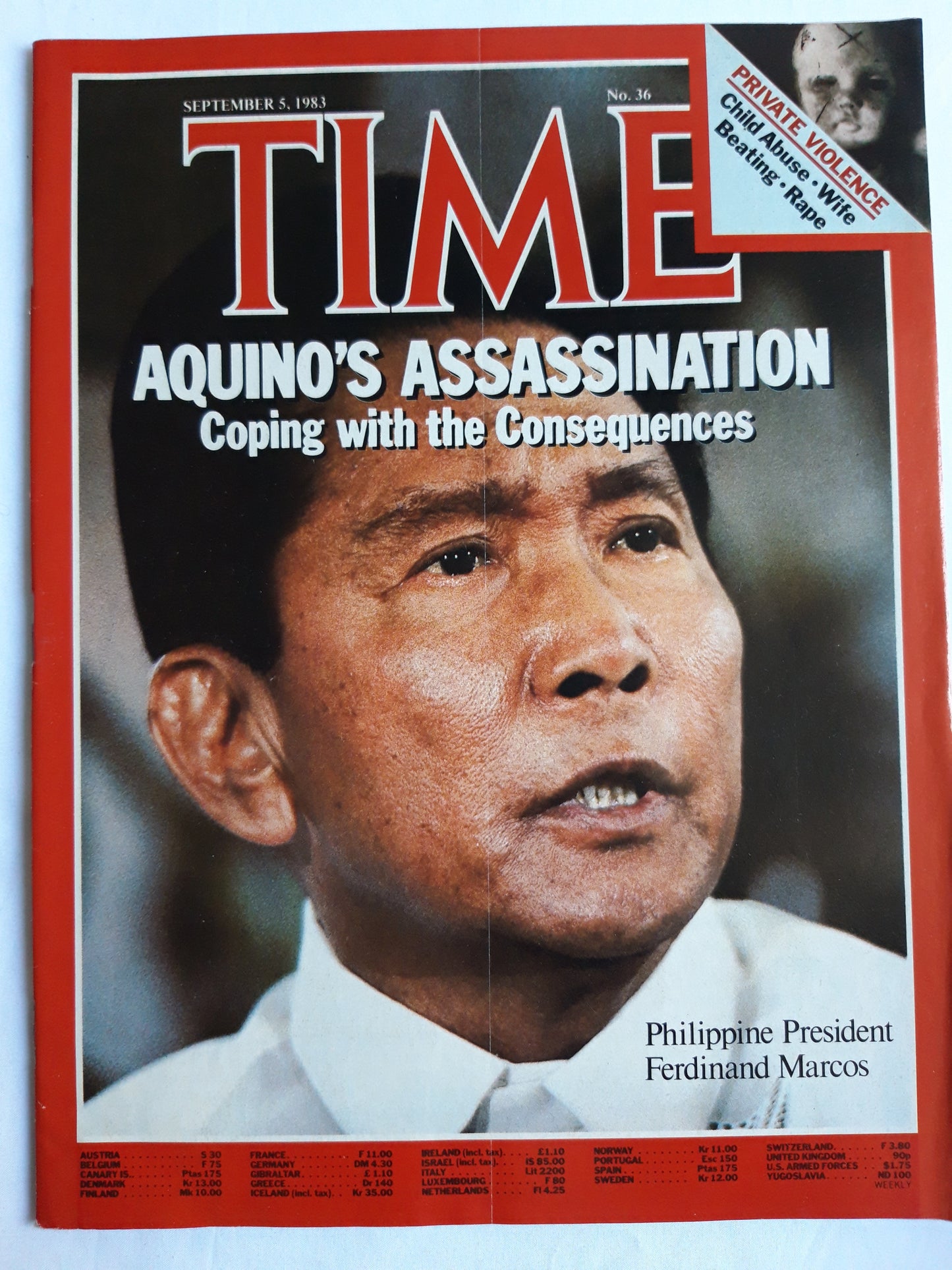 Time magazine Aquino`s Assassination  Coping with the Consequences Philippine President Ferdinand Marcos Private Violence 05.09.1983 September 1983 No.36