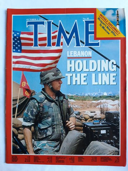 Time magazine Lebanon Holding the Line Missile Diplomacy Ronald Reagan`s New Offer To Moscow  03.10.1983 Oktober 1983 No.40