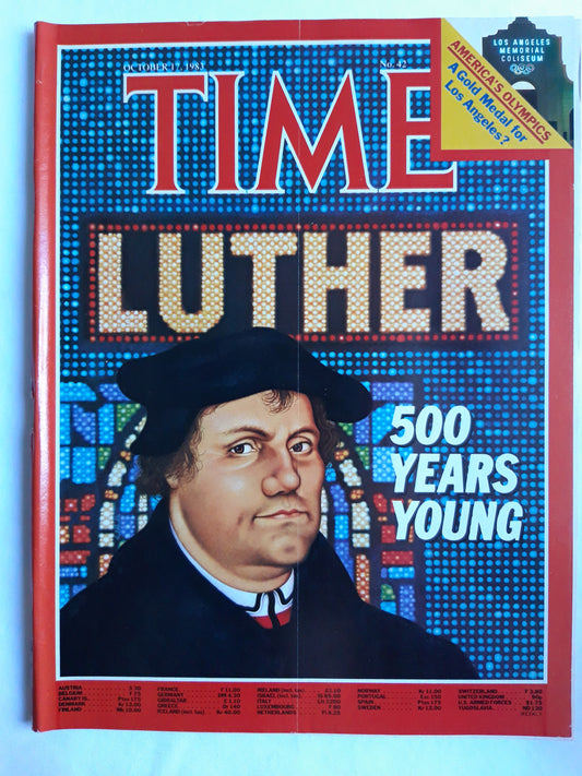 Time magazine Martin Luther 500 Years Young America´s Olympics A Gold Medal for Los Angeles? Memorial Coliseum 17.10.1983 No.42