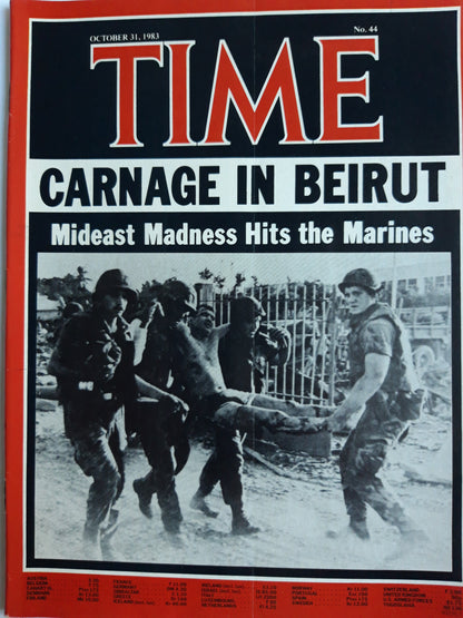 Time magazine Carnage in Beirut Mideast Madness Hits the Marines 31.10.1983 Oktober 1983 No.44