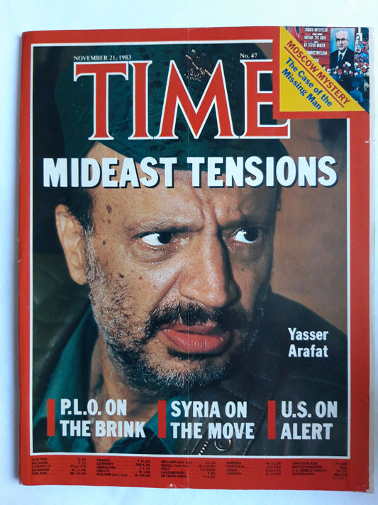 Time magazine Yasser Arafat Moscow Mystery Yuri Andropov 21.11.1983 November 1983 No.47