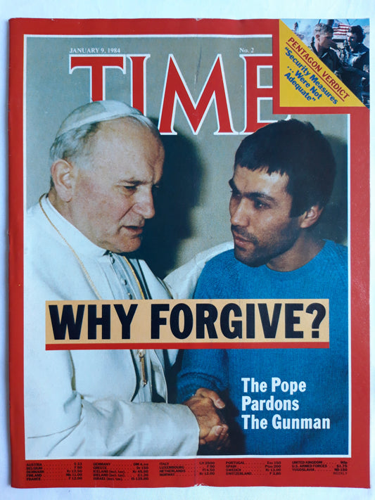 Time magazine Why forgive? The Pope Pardons The Gunman 09.01.1984 Januar 1984