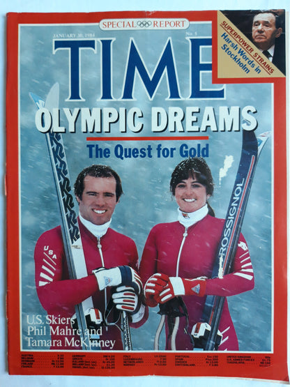 Time magazine Olympic Dreams The Quest for Gold U.S. Skiers Phil Mahre and Tamara Kinney 30.01.1984 Januar 1984