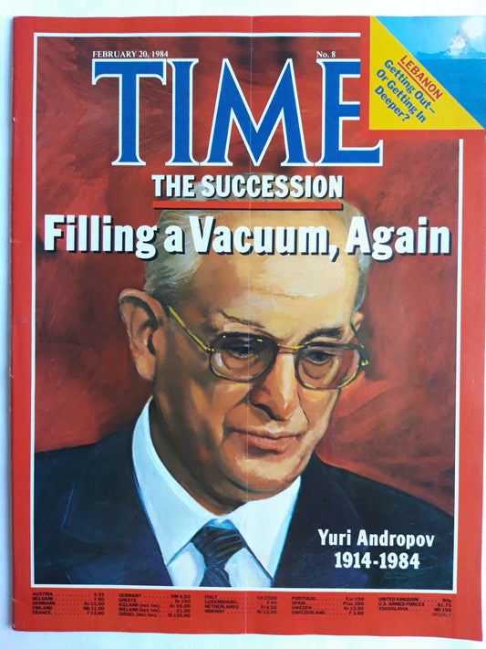 Time magazine The Succession Filling a Vacuum Again Yuri Andropov 1914-1984 20.02.1984 Februar 1984