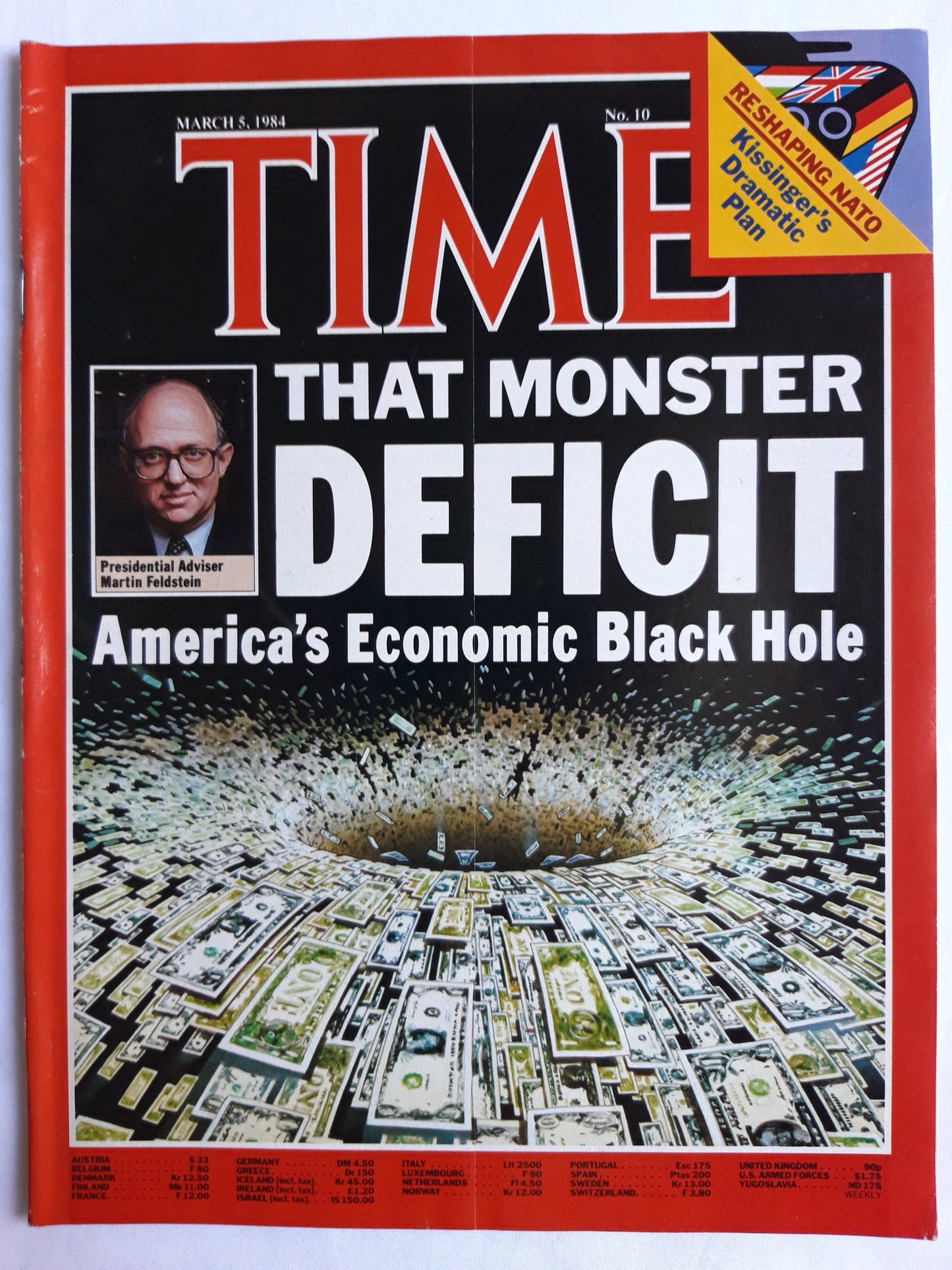 Time magazine President Adviser Martin Feldstein That Monster Deficit America`s Economic Black Hole 05.03.1984 März 1984 No.10