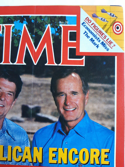 Time magazine Republican Ronald Reagan George Bush Encore Coronation in Dallas Do Figures lie? 27.08.1984 August 1984