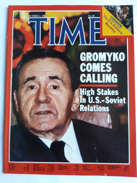 Time magazine Andrei Gromyko Lebanon The U.S. Embassy Bombing 01.10.1984 Oktober 1984