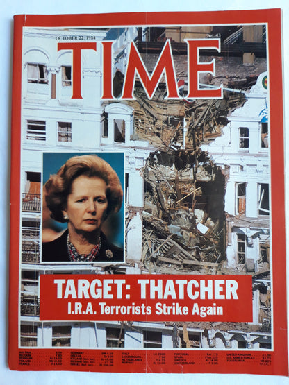 Time magazine Margaret Thatcher I.R.A. Terrorists Strike Again 22.10.1984 Oktober 1984 No.43