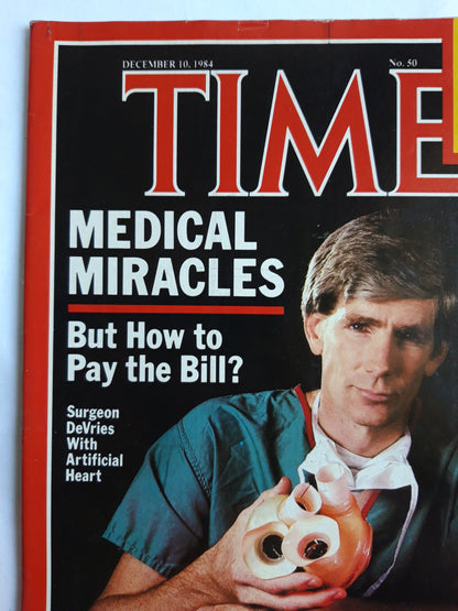 Time magazine Medical Miracles But How to Pay the Bill Surgeon DeVries with Artificial Heart U.S. Economy Sighns of a Slowdown 10.12.1984 Dezember 1984 No.50