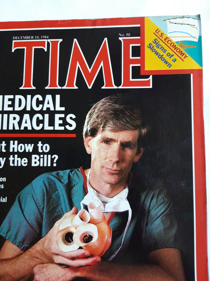 Time magazine Medical Miracles But How to Pay the Bill Surgeon DeVries with Artificial Heart U.S. Economy Sighns of a Slowdown 10.12.1984 Dezember 1984 No.50