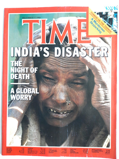 Time magazine India`s Disaster The Night of Death A Global Worry Terror on the Tarmac A Murderous Skyjacking 17.12.1984 Dezember 1984