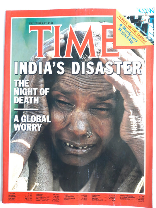 Time magazine India`s Disaster The Night of Death A Global Worry Terror on the Tarmac A Murderous Skyjacking 17.12.1984 Dezember 1984