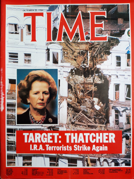 Time magazine Margaret Thatcher I.R.A. Terrorists Strike Again 22.10.1984 Oktober 1984 No.43